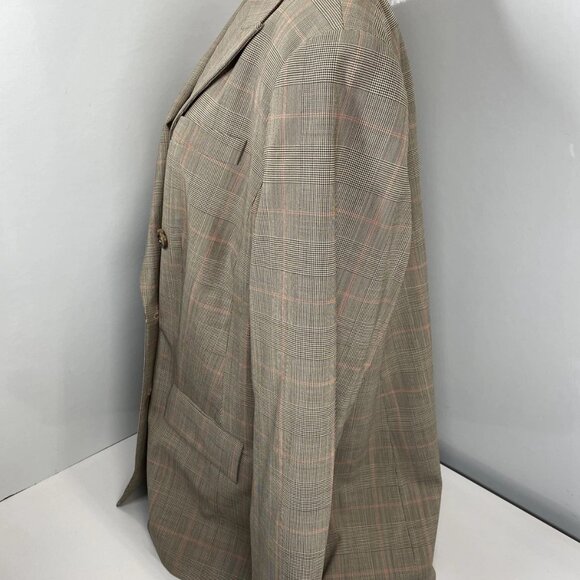 NEW LAUREN RALPH LAUREN Glen Check Double-Breasted Blazer Size 16W Tan/Pink - Picture 8 of 9